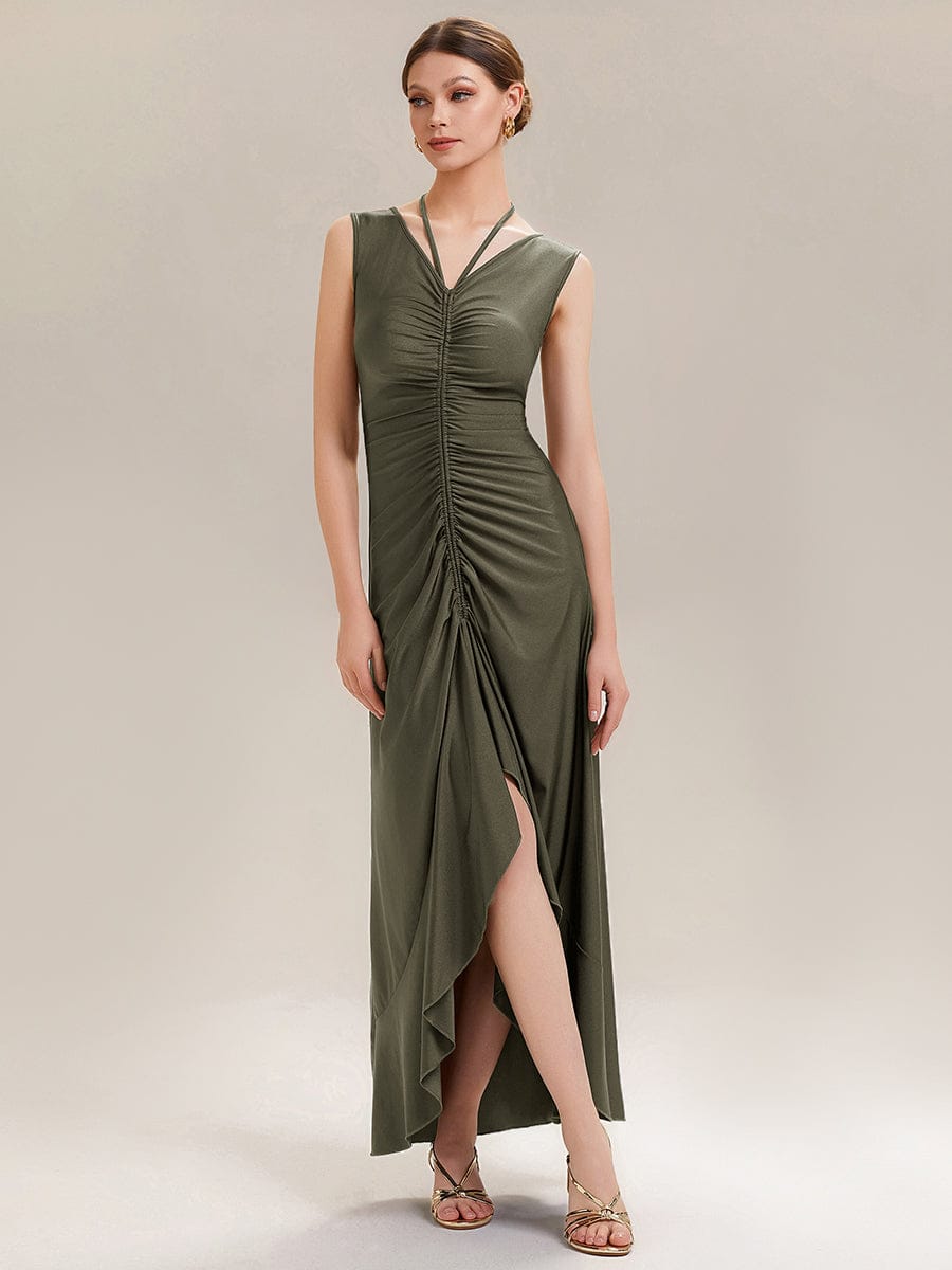 Convertible Knit Sleeveless Dress #color_Olive Green