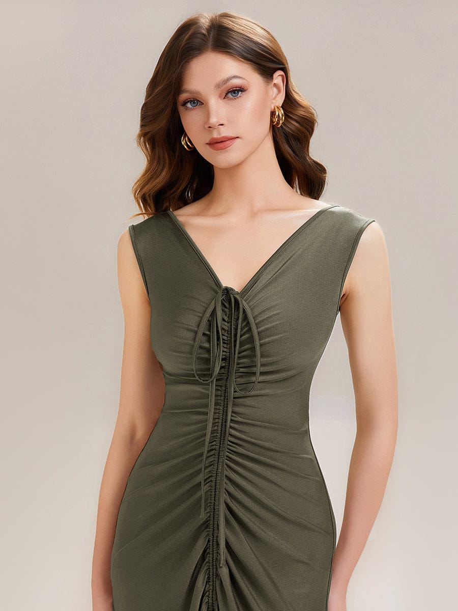 Convertible Knit Sleeveless Dress #color_Olive Green