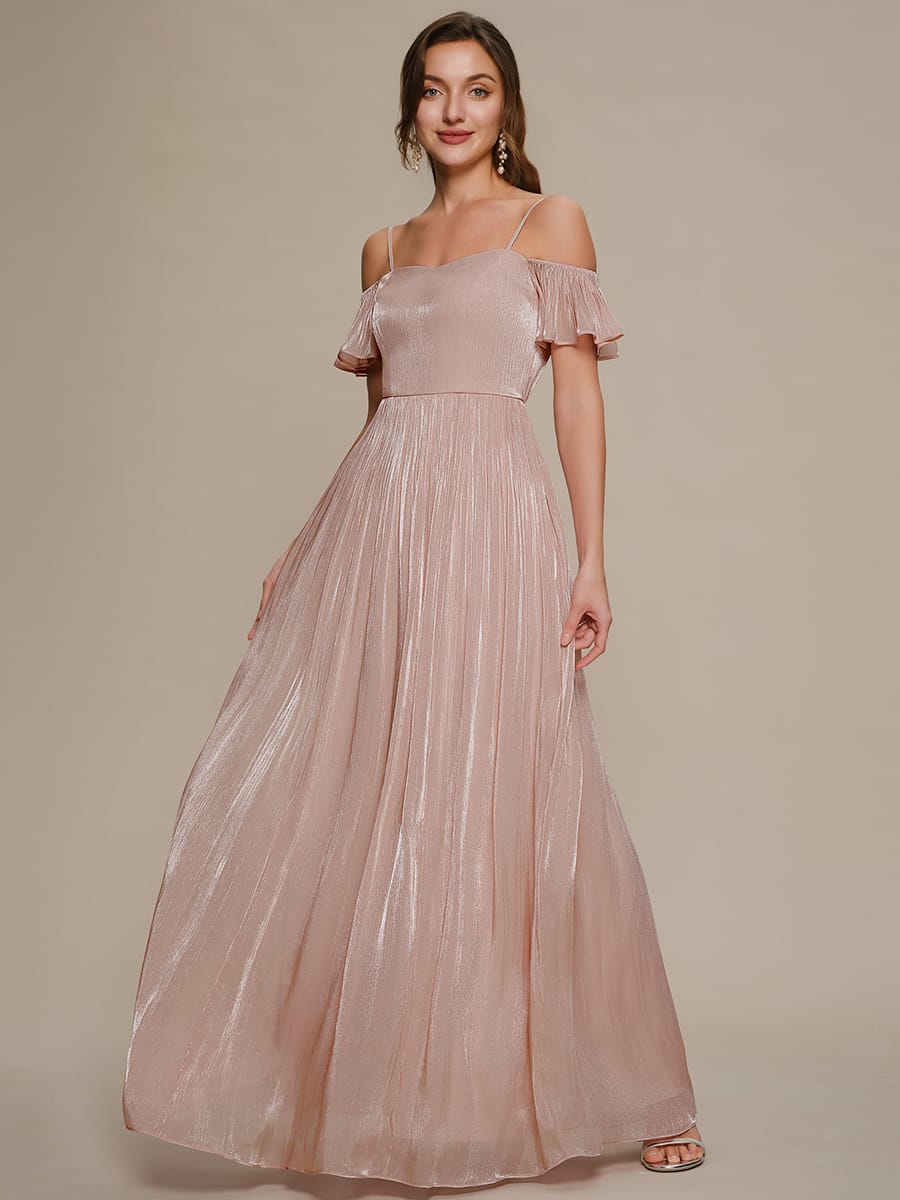 Sea-island filament fabircs Off the Shoulder A-Line Dress #color_Dusty Rose