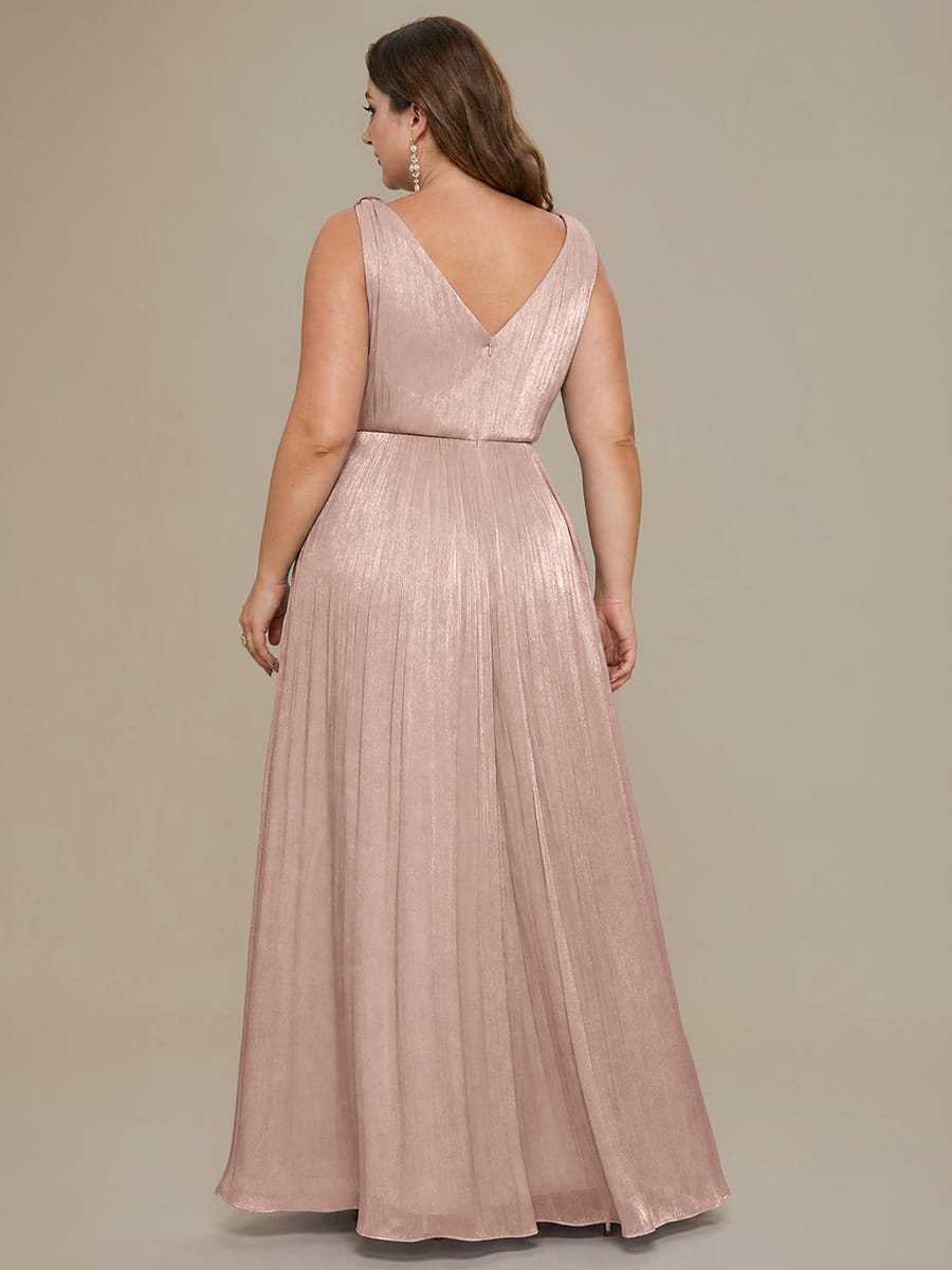 Gathered Sea-island filament fabircs Sleeveless Dress #color_Dusty Rose