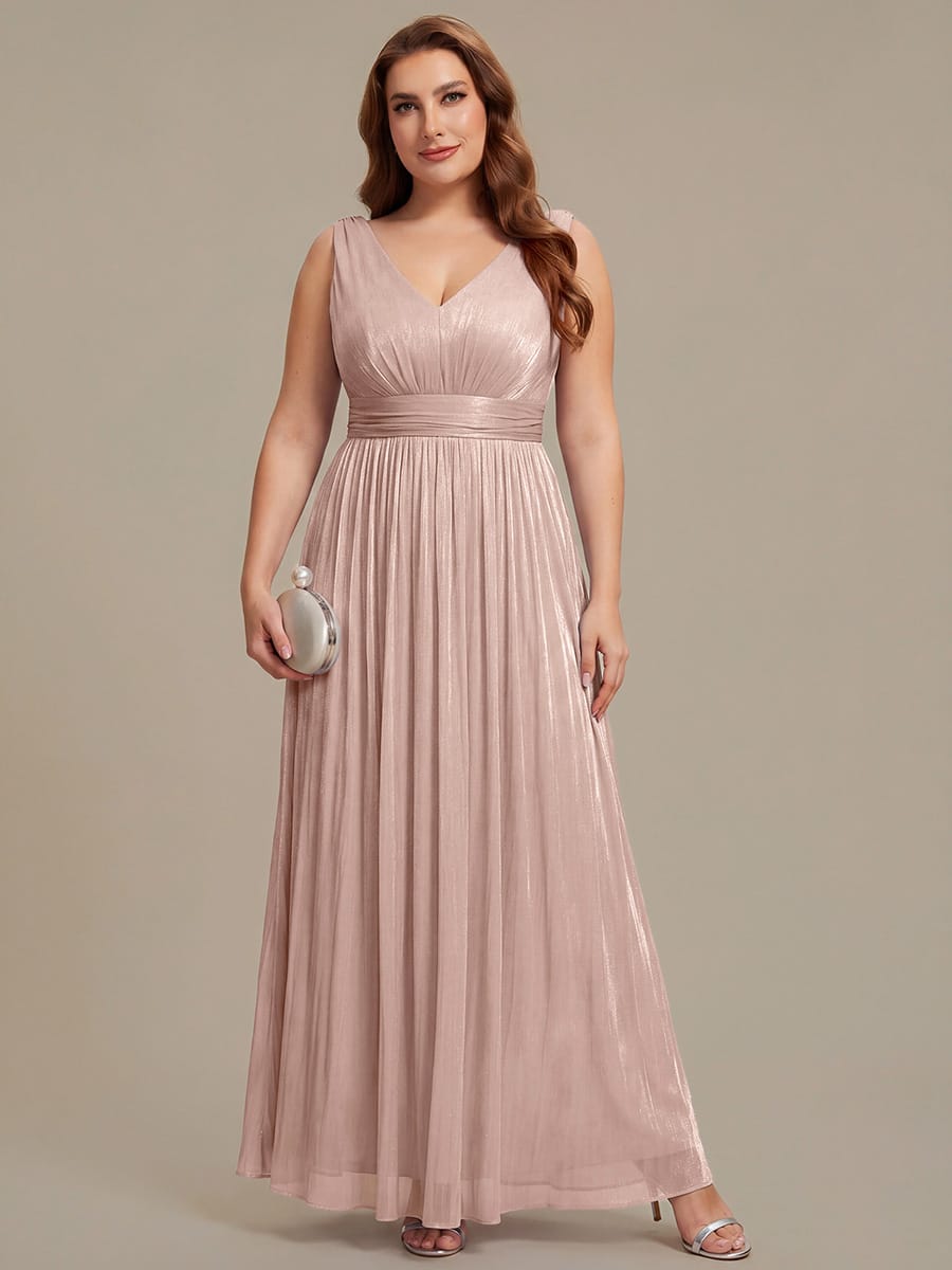 Gathered Sea-island filament fabircs Sleeveless Dress #color_Dusty Rose