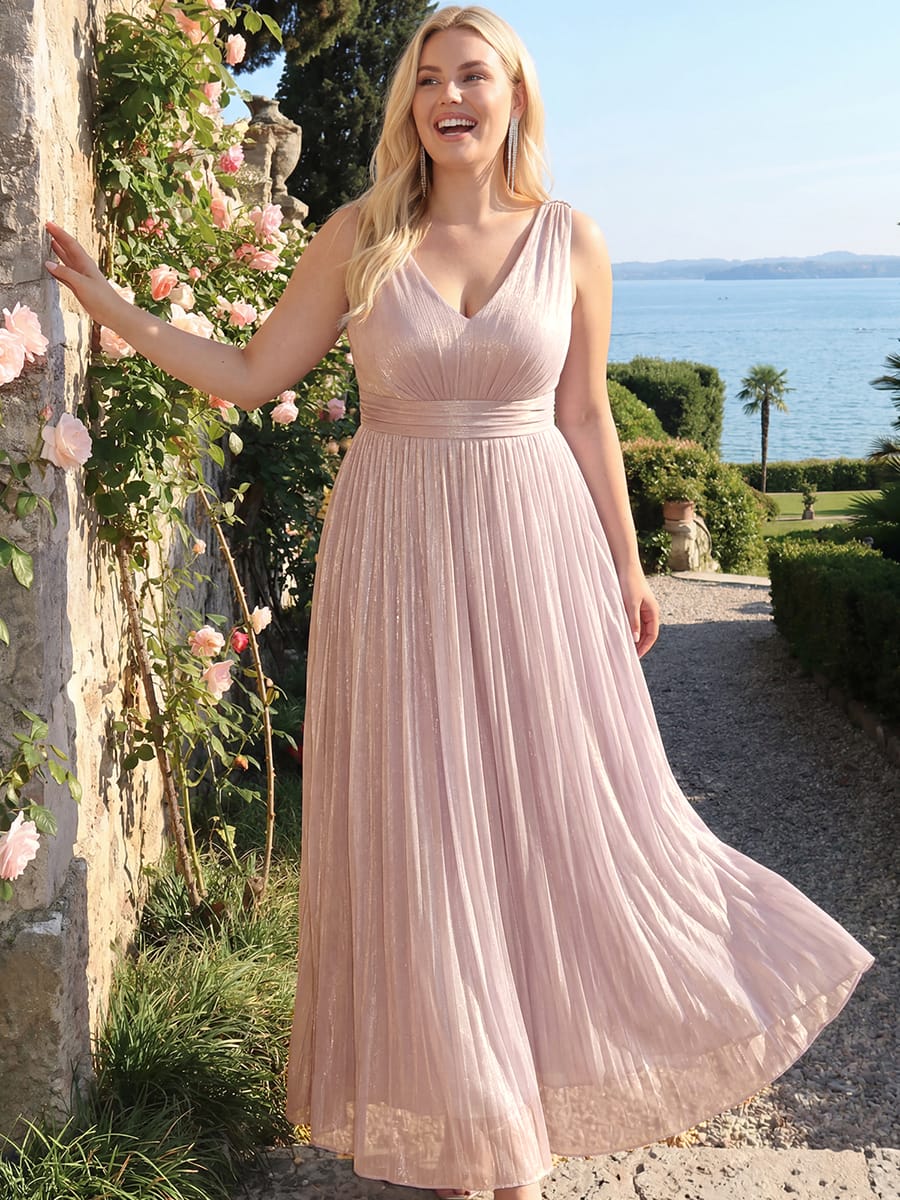 Gathered Sea-island filament fabircs Sleeveless Dress #color_Dusty Rose