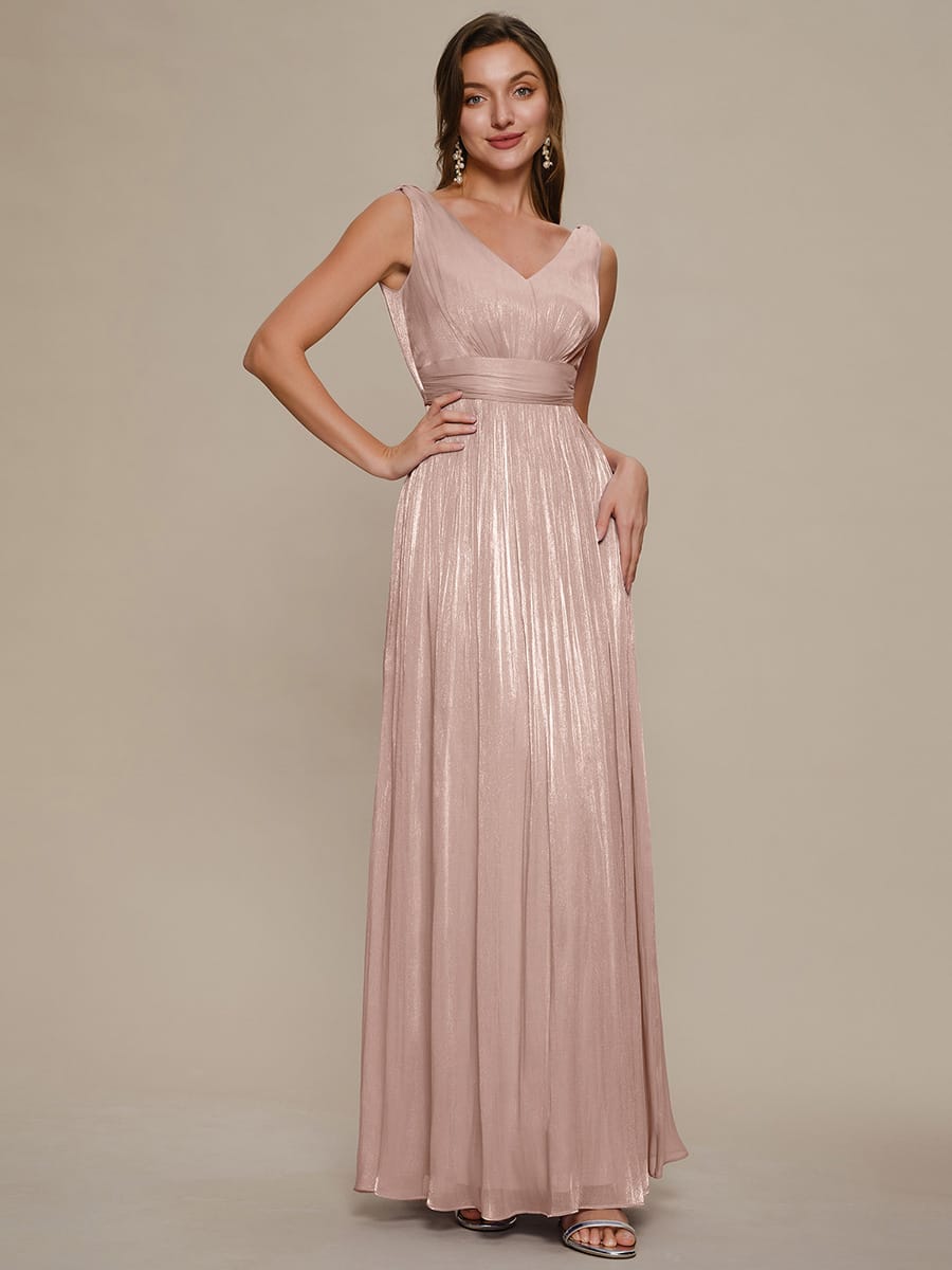 Gathered Sea-island filament fabircs Sleeveless Dress #color_Dusty Rose