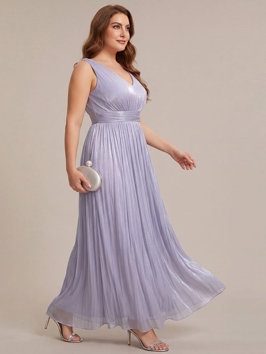 Gathered Sea-island filament fabircs Sleeveless Dress #color_Frosted Lilac