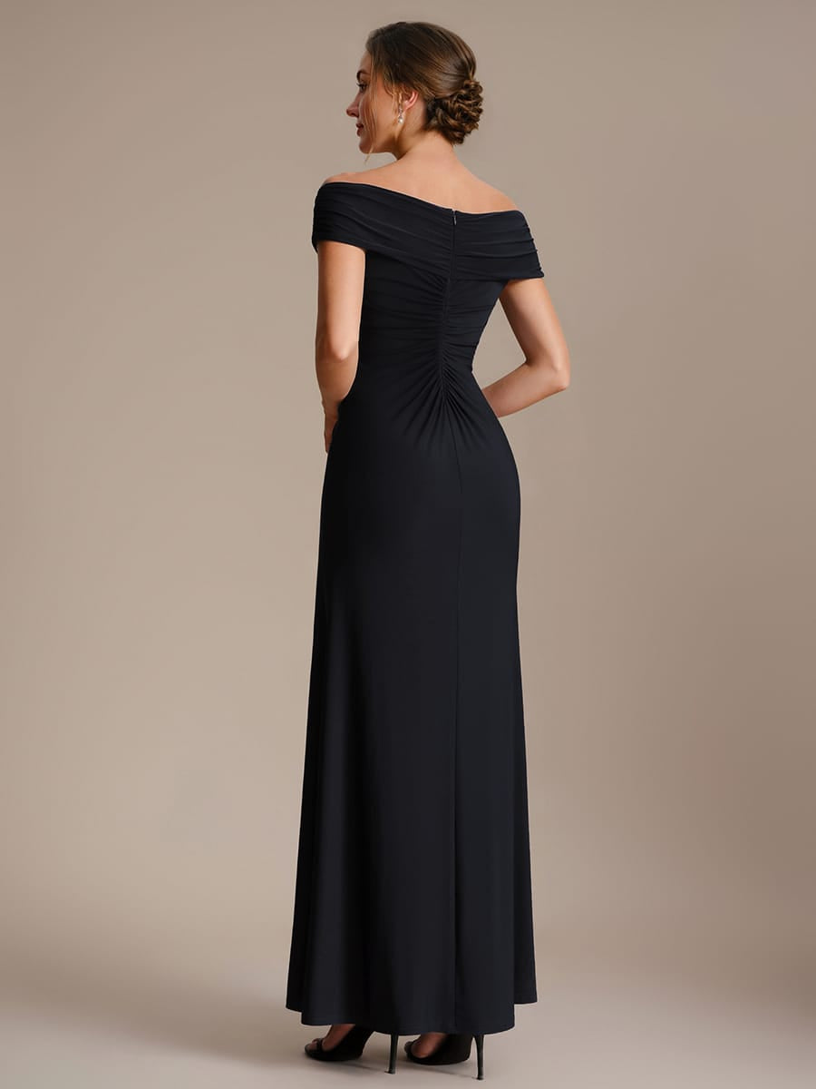 Multi-way jersey Off-the-shoulder Sleeve Dress #color_Black