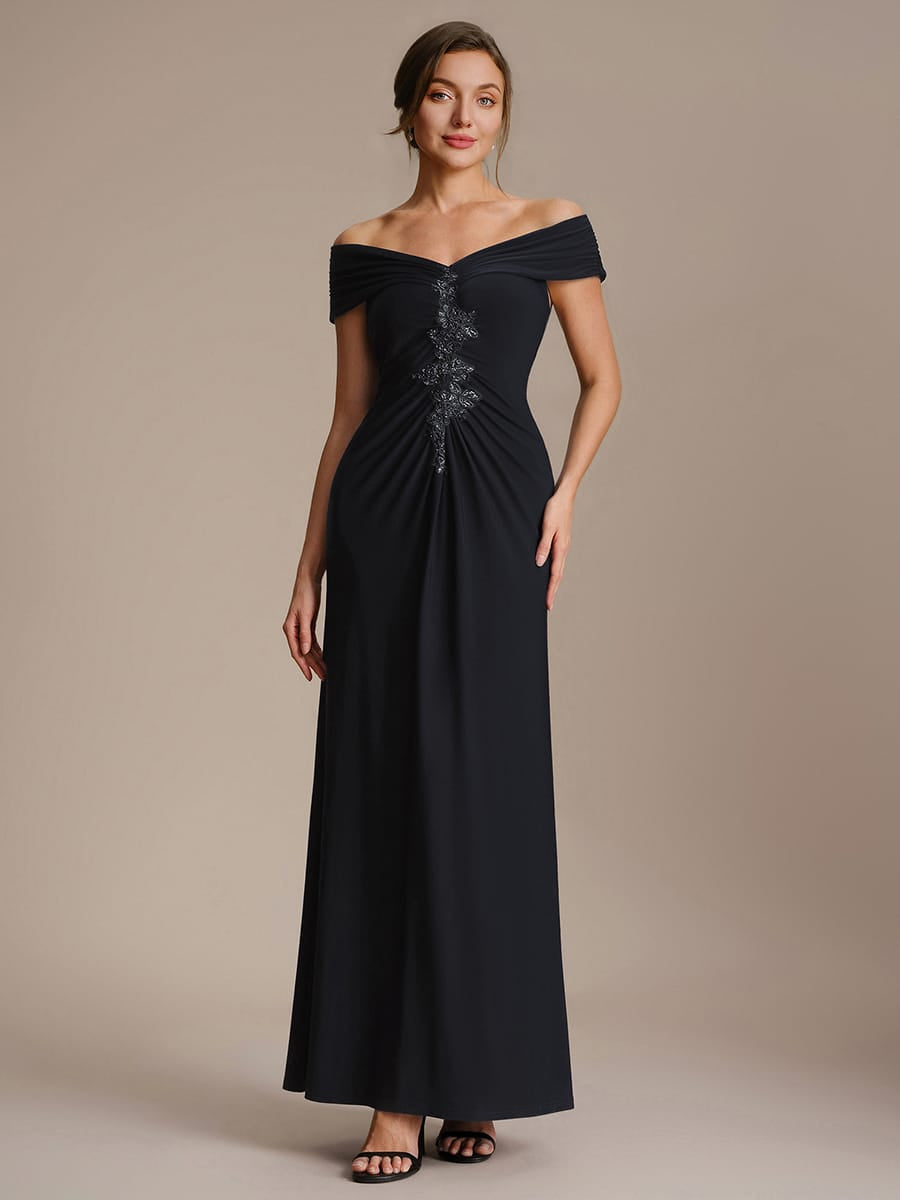 Multi-way jersey Off-the-shoulder Sleeve Dress #color_Black