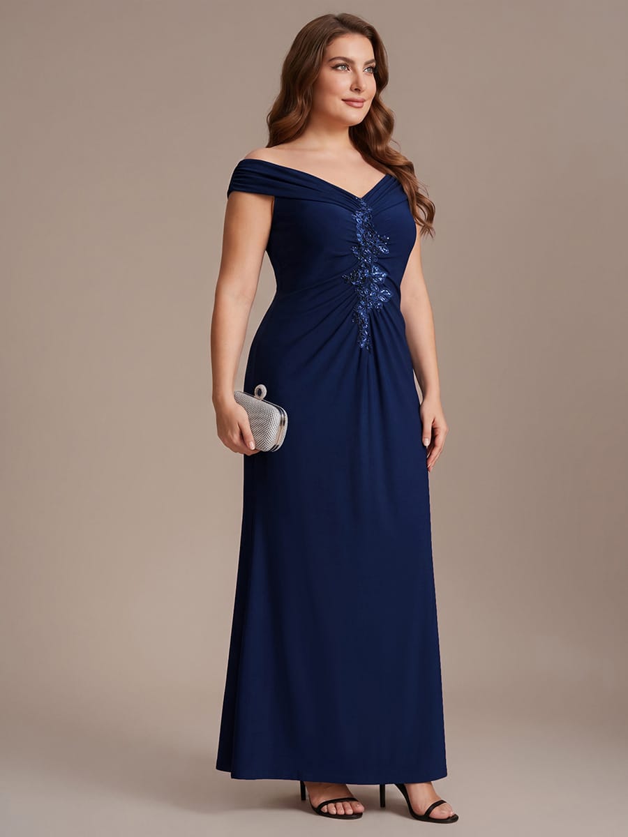 Multi-way jersey Off-the-shoulder Sleeve Dress #color_Navy Blue