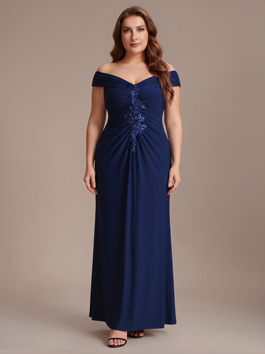 Multi-way jersey Off-the-shoulder Sleeve Dress #color_Navy Blue