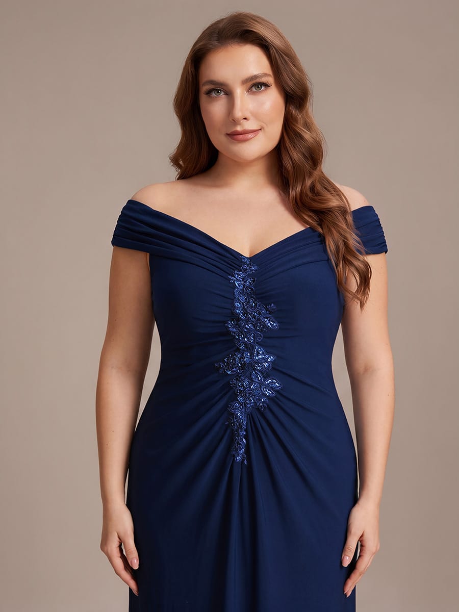 Multi-way jersey Off-the-shoulder Sleeve Dress #color_Navy Blue