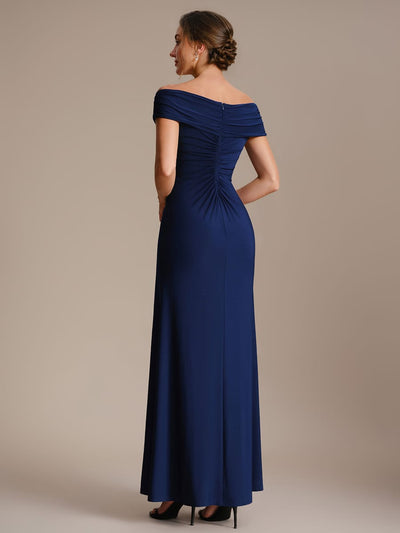 Multi-way jersey Off-the-shoulder Sleeve Dress #color_Navy Blue