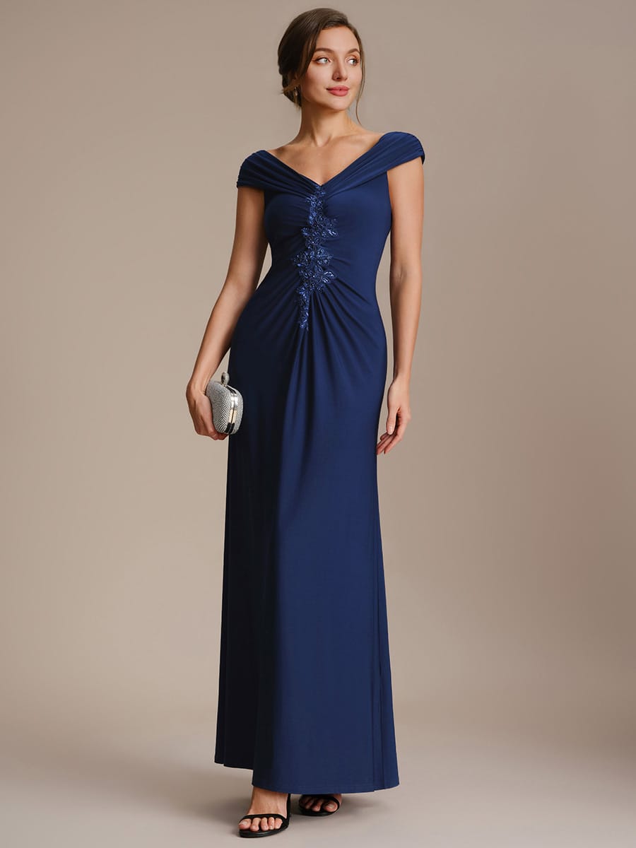 Multi-way jersey Off-the-shoulder Sleeve Dress #color_Navy Blue