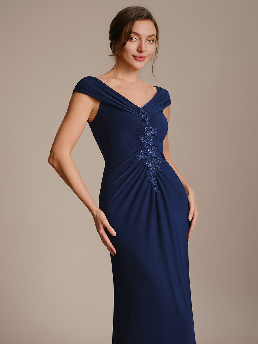 Multi-way jersey Off-the-shoulder Sleeve Dress #color_Navy Blue