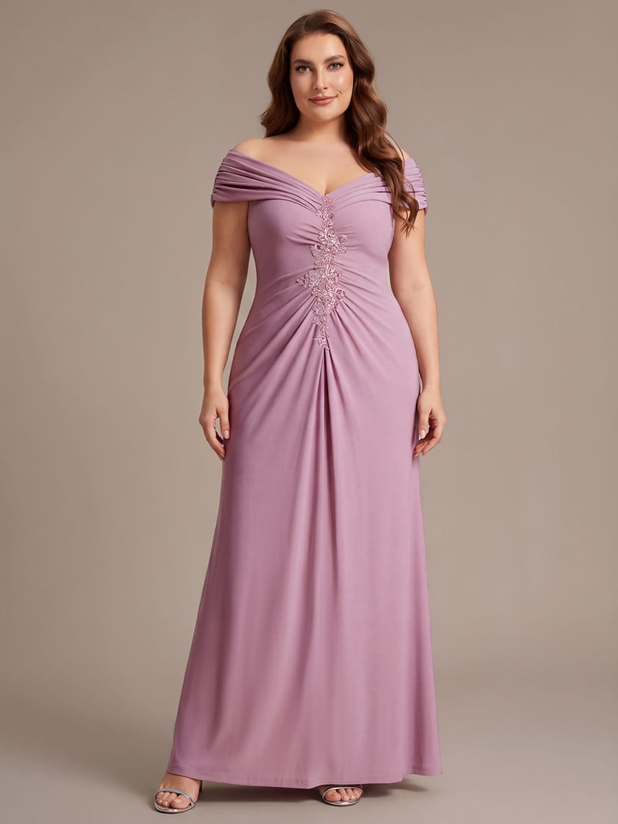 Multi-way jersey Off-the-shoulder Sleeve Dress #color_Purple Orchid