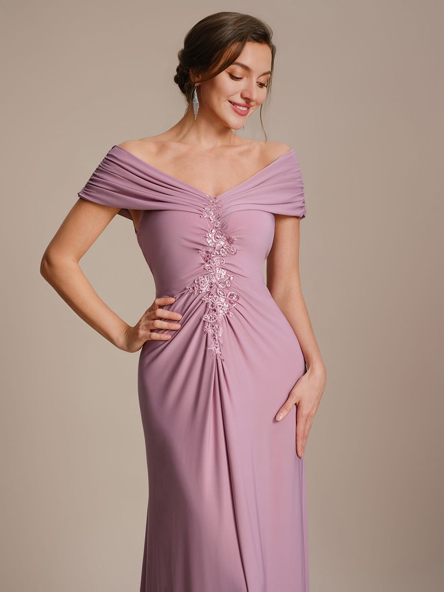Multi-way jersey Off-the-shoulder Sleeve Dress #color_Purple Orchid