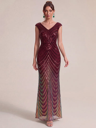 Sequin Mermaid V-Neck Maxi Dress