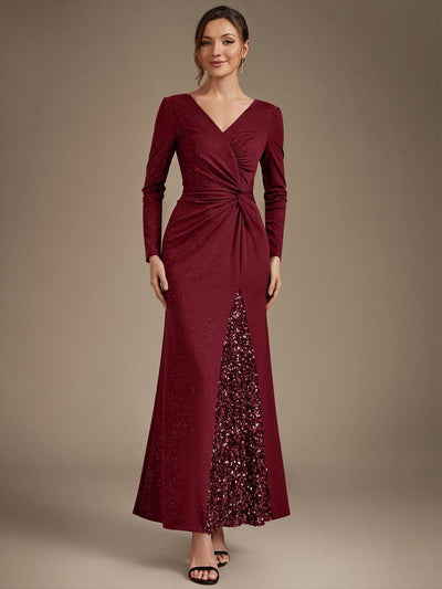Knot Detail Jersey Long Sleeve Maxi Dress