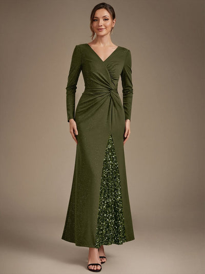 Knot Detail Jersey Long Sleeve Maxi Dress