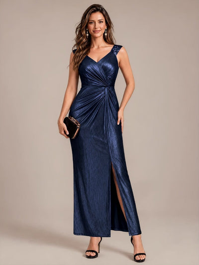 Ruched Jersey Maxi Evening Dress
