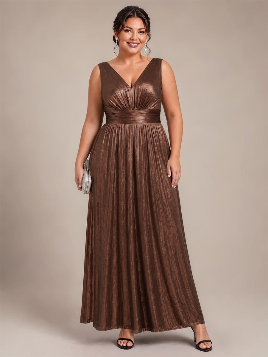 Knit Sleeveless Full Skirt Dress #color_Chocolate Brown