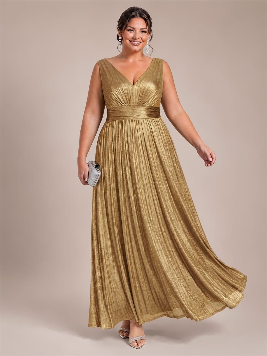 Knit Sleeveless Full Skirt Dress #color_Gold