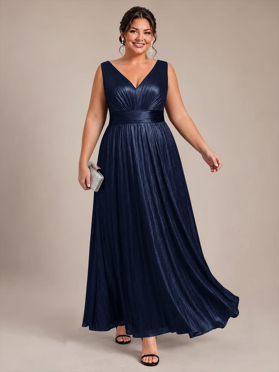 Knit Sleeveless Full Skirt Dress #color_Navy Blue
