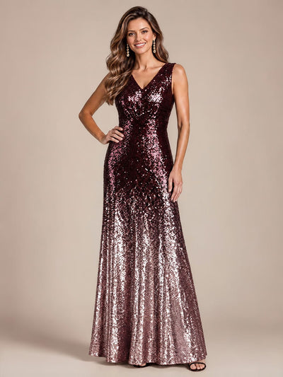 Sequin Sleeveless Maxi Evening Dress