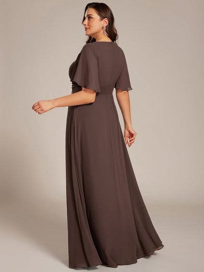 pretty ASPYN|Plus Size Pleated Short Sleeve Ruffled Maxi Evening Dress