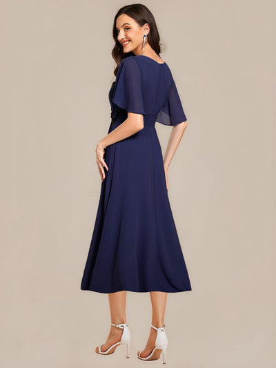ever PORTIA|Applique Chiffon Ruffle Sleeve Evening Dress