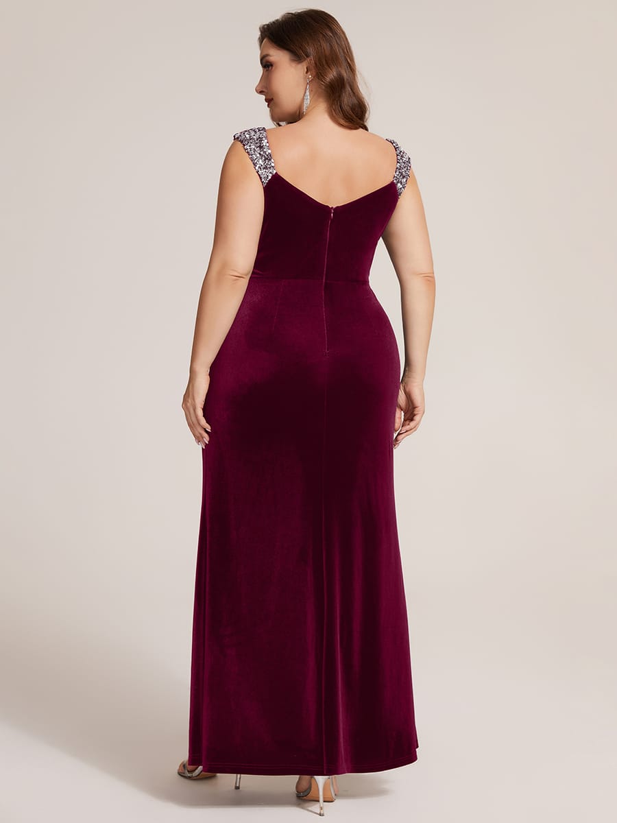 Knotted Velvet Sleeveless Dress #color_Burgundy