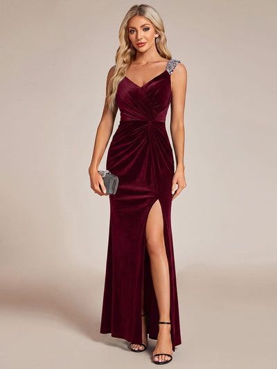 Velvet V-Neck Sleeveless Sequin Dress