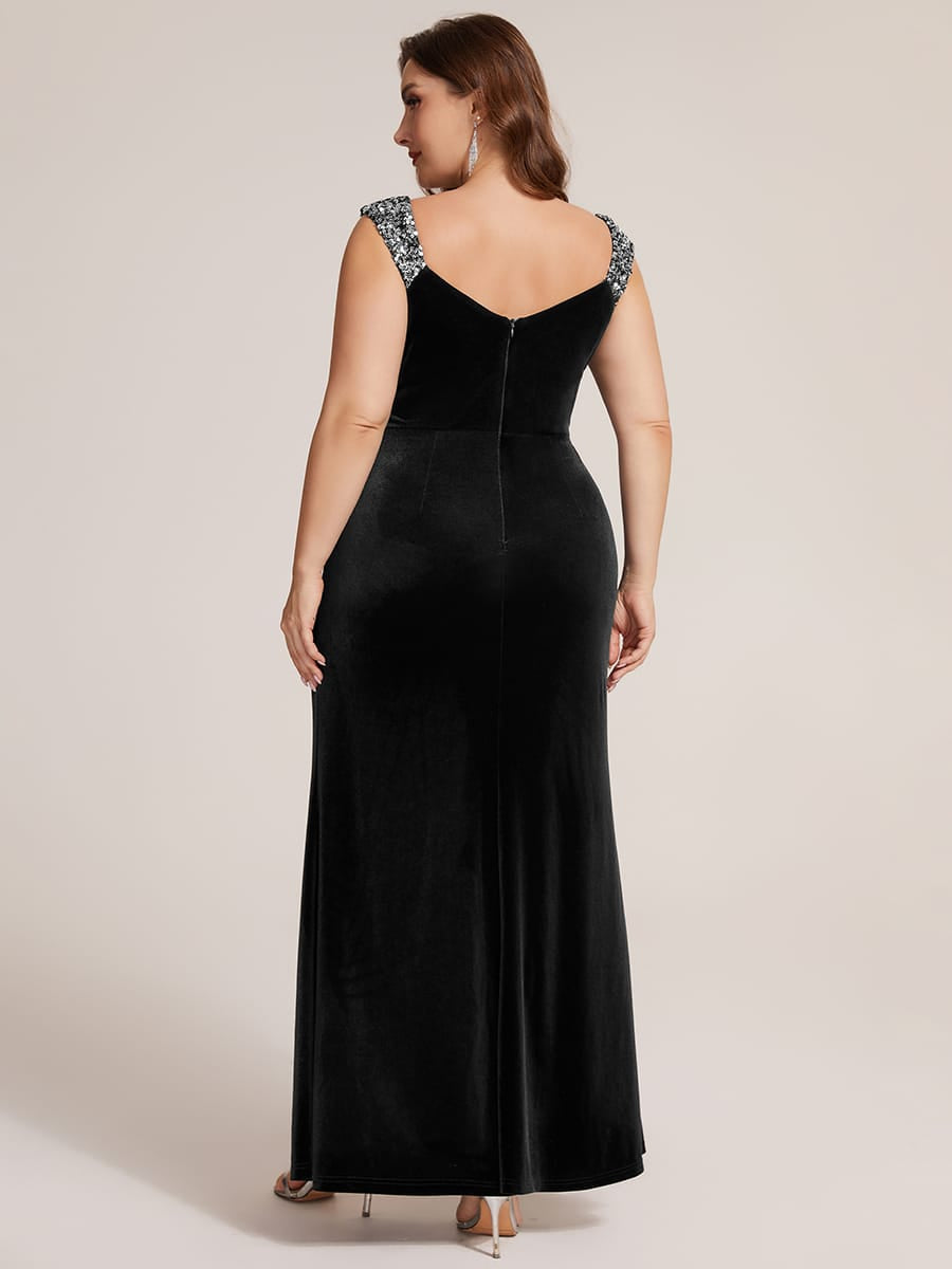 Knotted Velvet Sleeveless Dress #color_Black