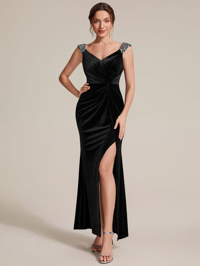 Knotted Velvet Sleeveless Dress