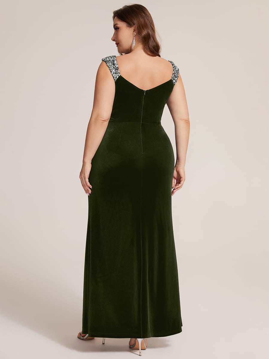 Knotted Velvet Sleeveless Dress #color_Olive Green