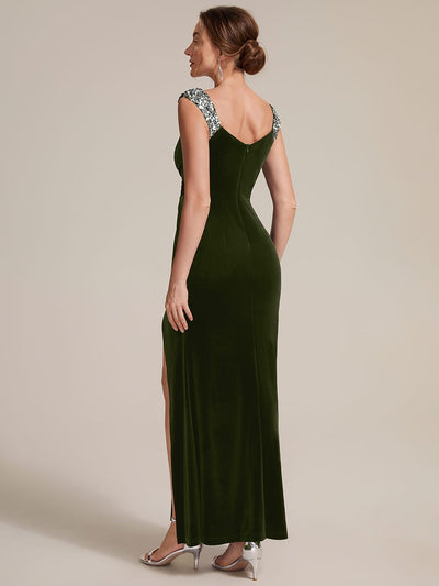 Velvet V-Neck Sleeveless Sequin Dress