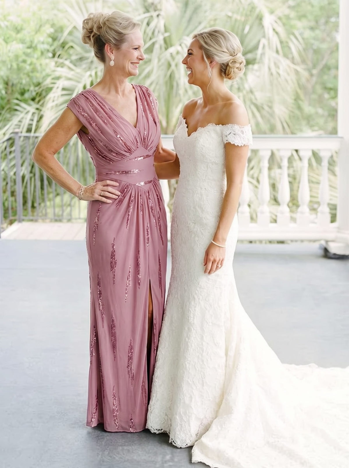 Sequin Tulle Batwing Sleeve Dress #color_Purple Orchid