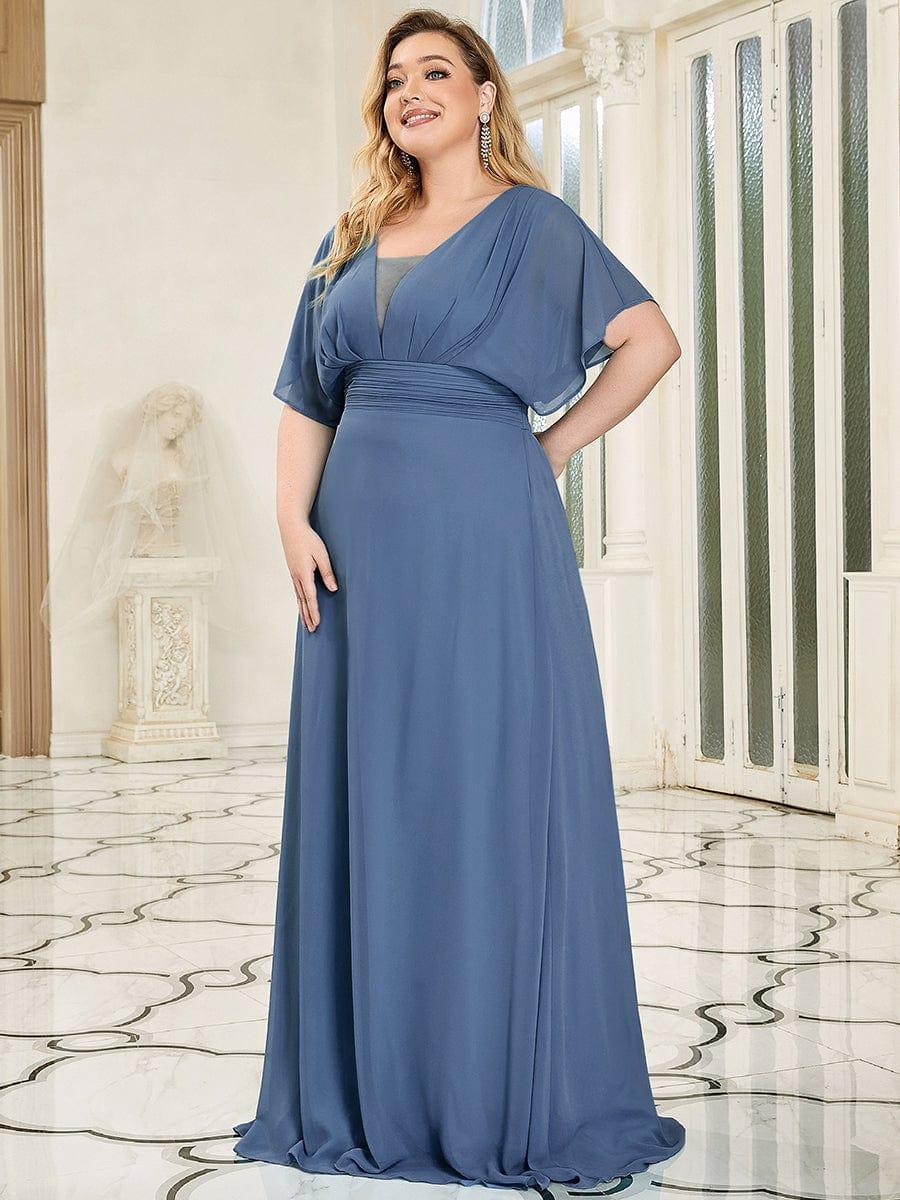 Custom Size Stunning A-Line Empire Waist Chiffon Wedding Guest Dress #color_Dusty Blue