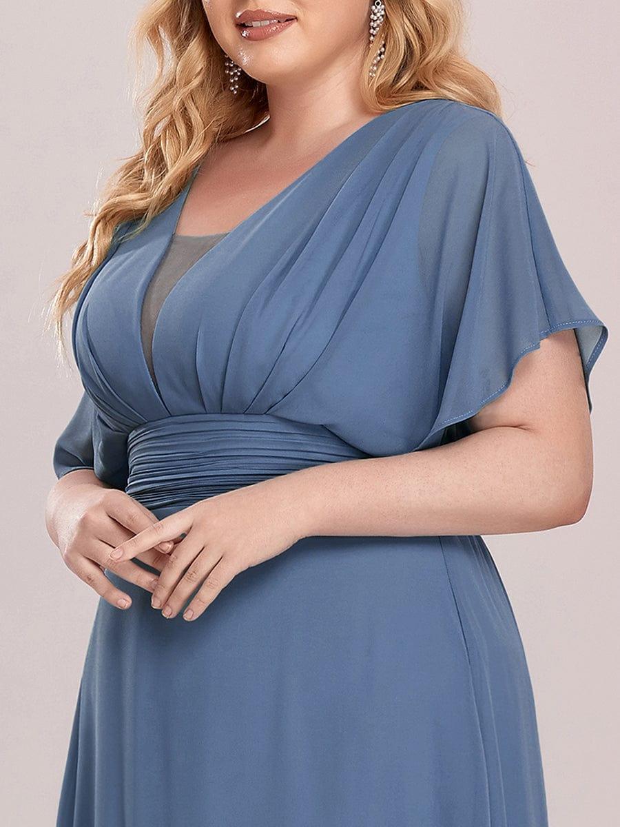 Custom Size Stunning A-Line Empire Waist Chiffon Wedding Guest Dress #color_Dusty Blue