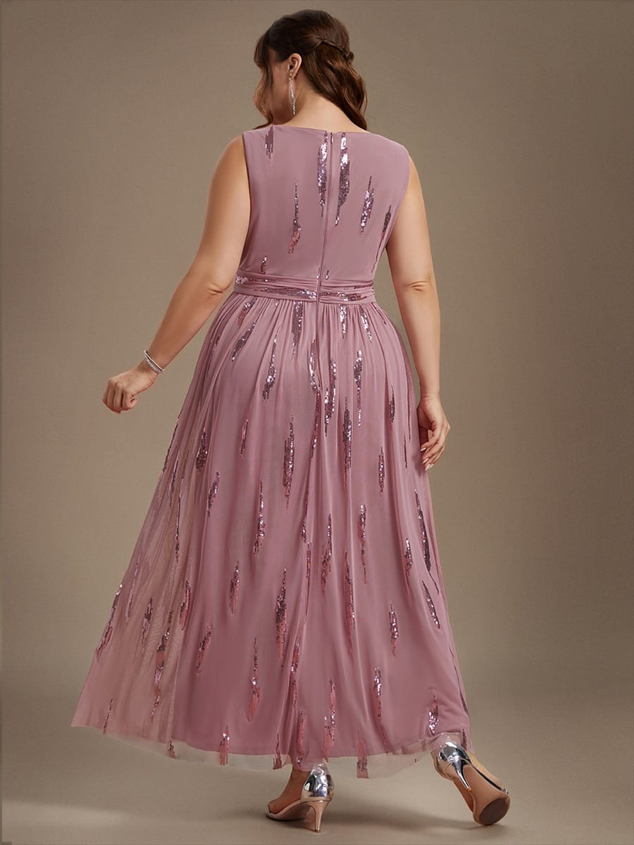 Tulle Sleeveless A-line Dress #color_Purple Orchid