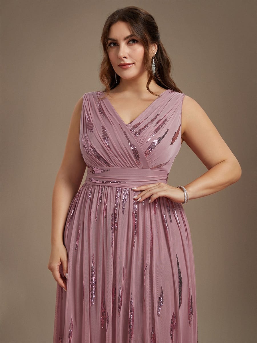 Tulle Sleeveless A-line Dress #color_Purple Orchid