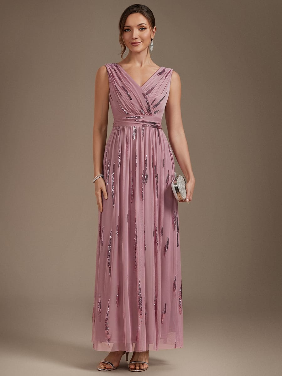 Tulle Sleeveless A-line Dress #color_Purple Orchid