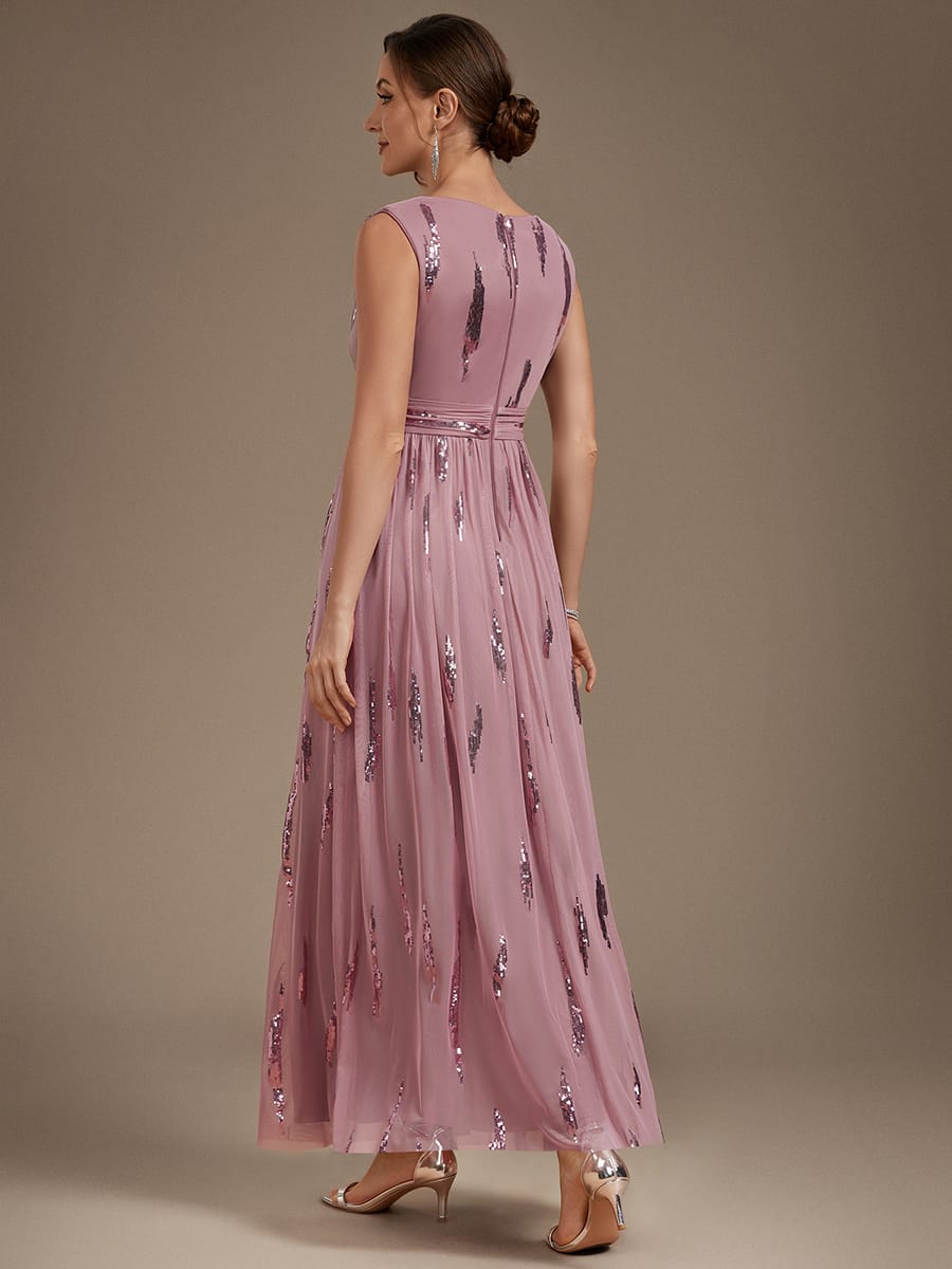 Tulle Sleeveless A-line Dress #color_Purple Orchid