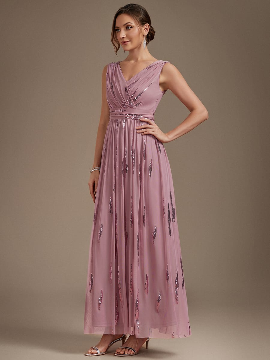 Tulle Sleeveless A-line Dress #color_Purple Orchid