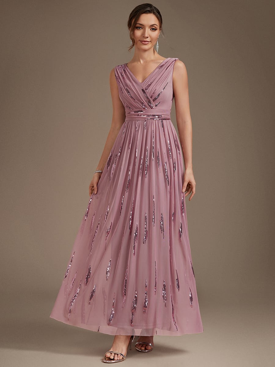 Tulle Sleeveless A-line Dress #color_Purple Orchid