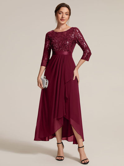 Sequin Ruffle A-Line Chiffon Dress