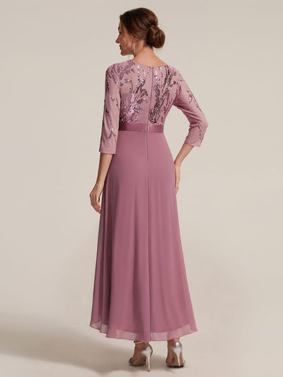 Sequin Ruffle A-Line Chiffon Dress