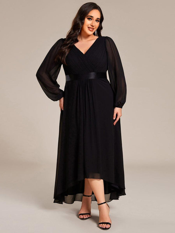 Empire Long Chiffon Dresses with Sweethart Dusty Blue Plus Size