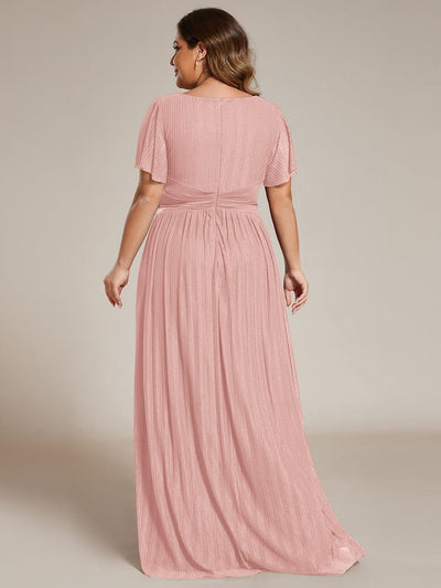 Stylish Cold-Shoulder Floor Length Bridesmaid Dress with Side Slit #color_Pink