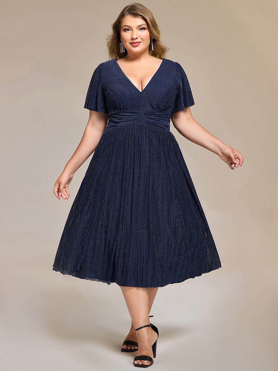 Plus size Glittery Formal Evening Dresses #color_Navy Blue