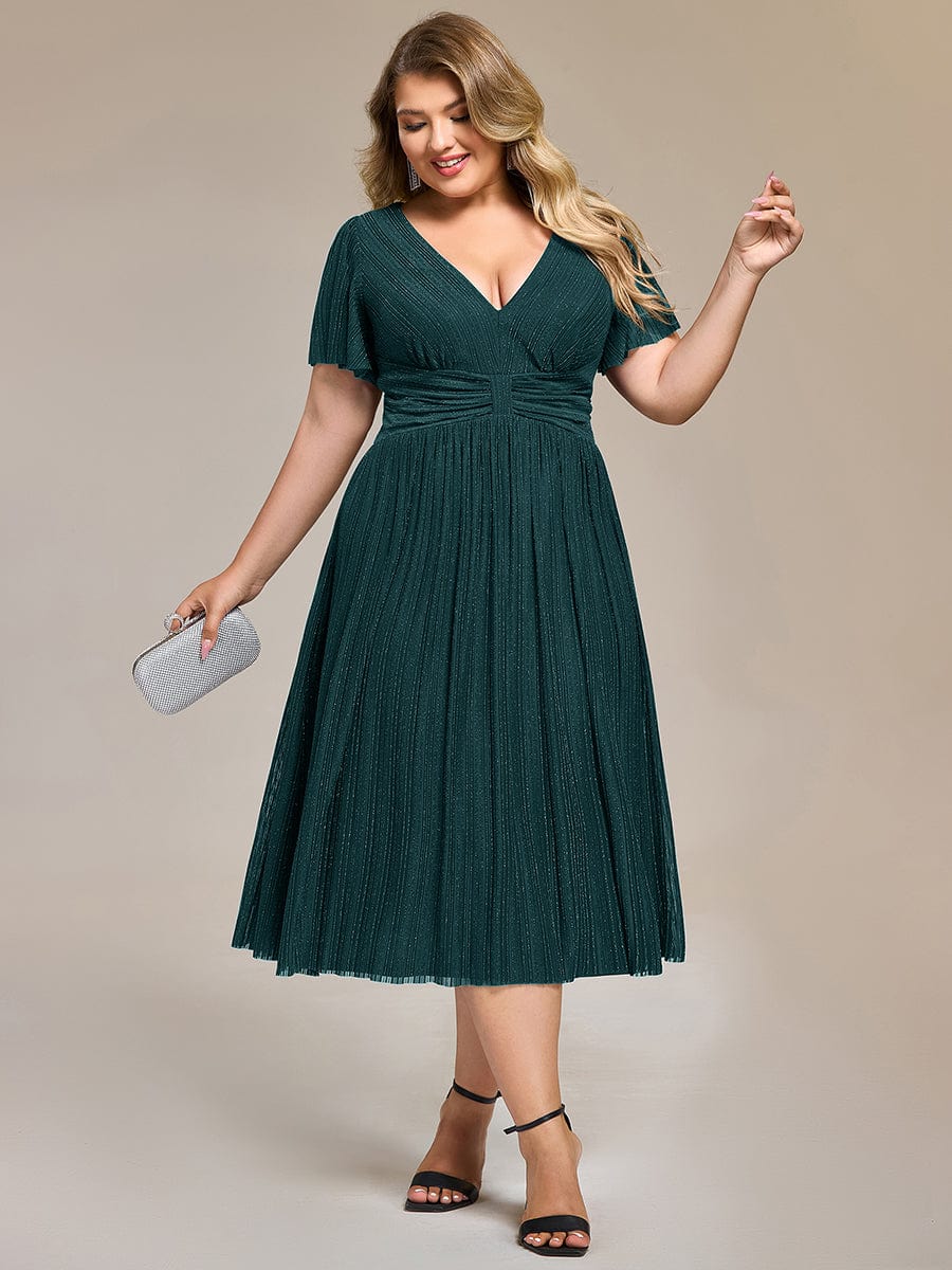 Plus size Glittery Formal Evening Dresses #color_Teal