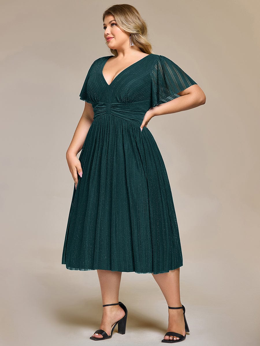 Plus size Glittery Formal Evening Dresses #color_Teal